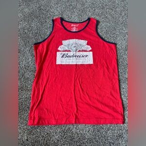 Budweiser Red and White Logo Tank size large men’s pre loved